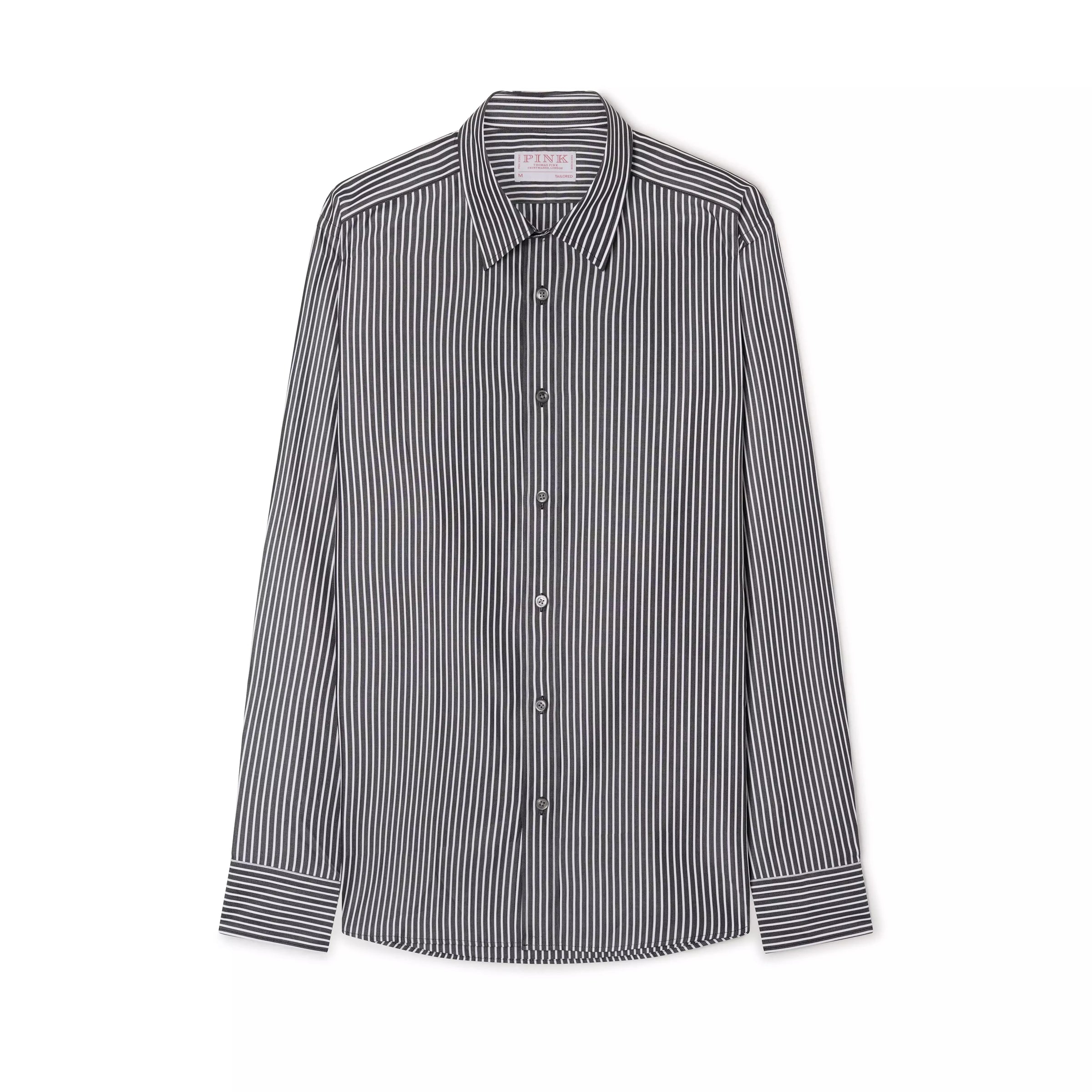 Black & White Tailored Fit Smart Casual Striped Poplin Shirt