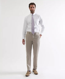 Stone Tailored Fit Cotton Twill Flat Front Pants
