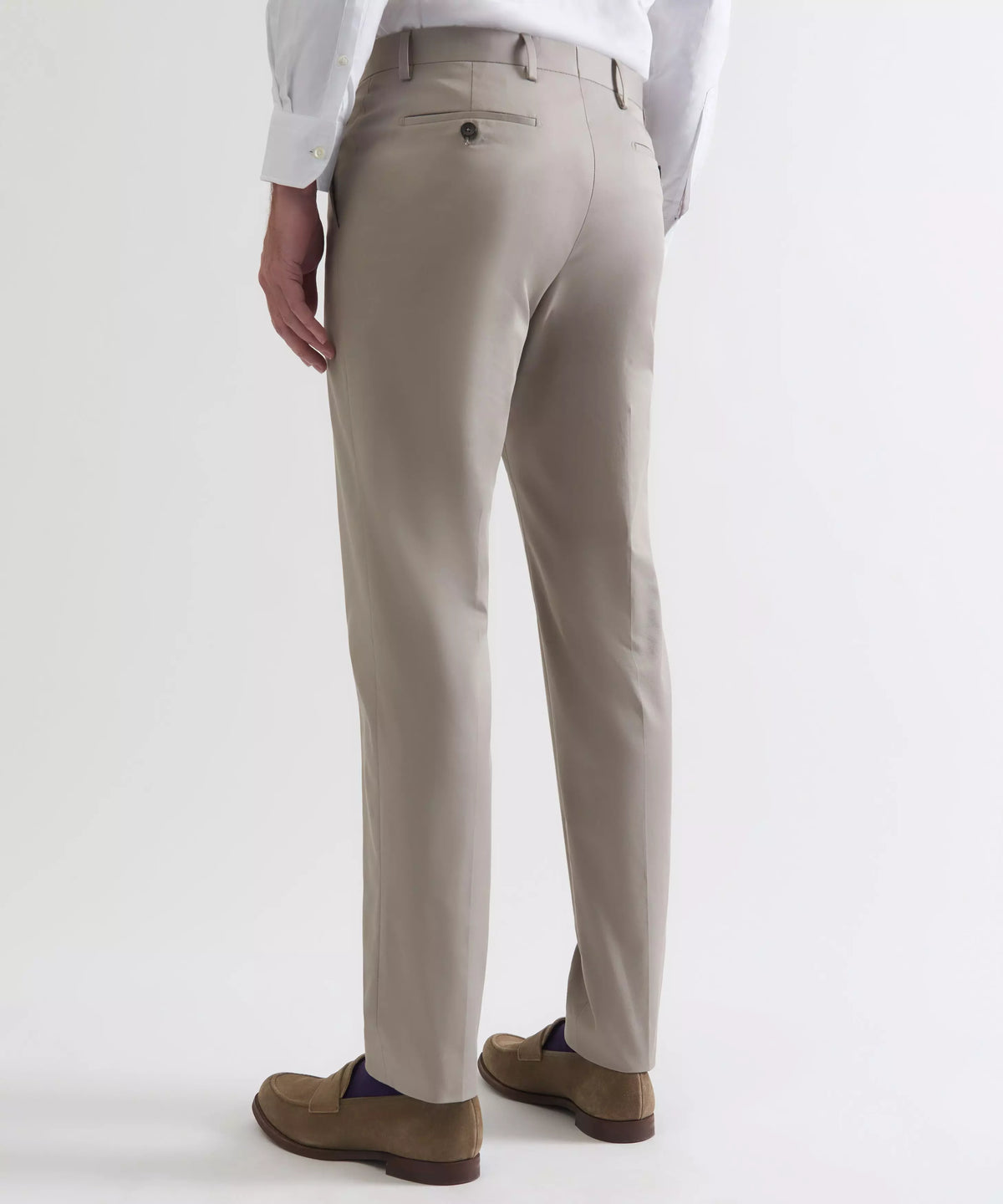 Stone Tailored Fit Cotton Twill Flat Front Pants