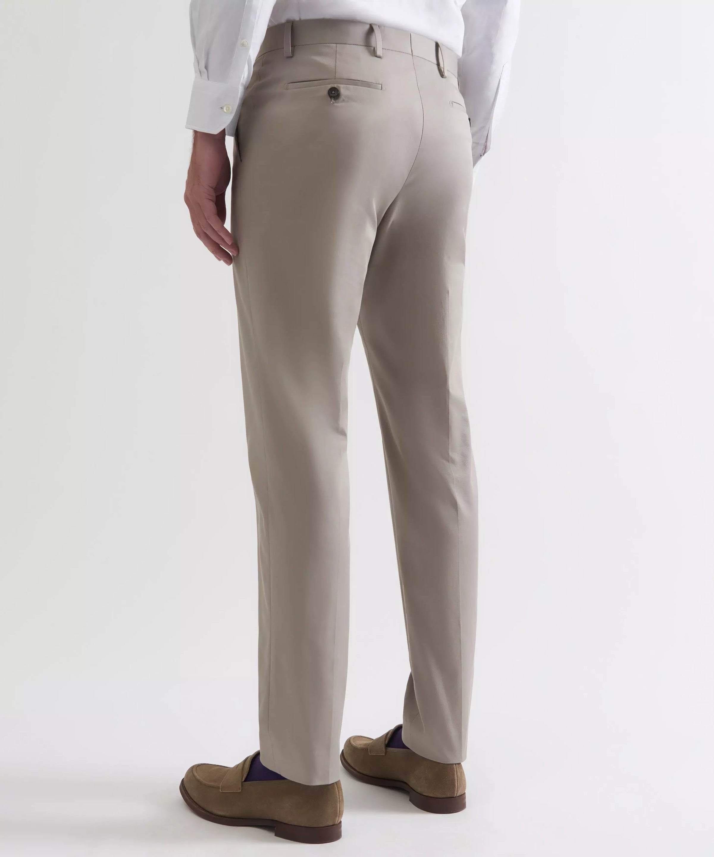 Stone Tailored Fit Cotton Twill Flat Front Pants