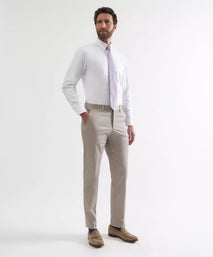 Stone Tailored Fit Cotton Twill Flat Front Pants