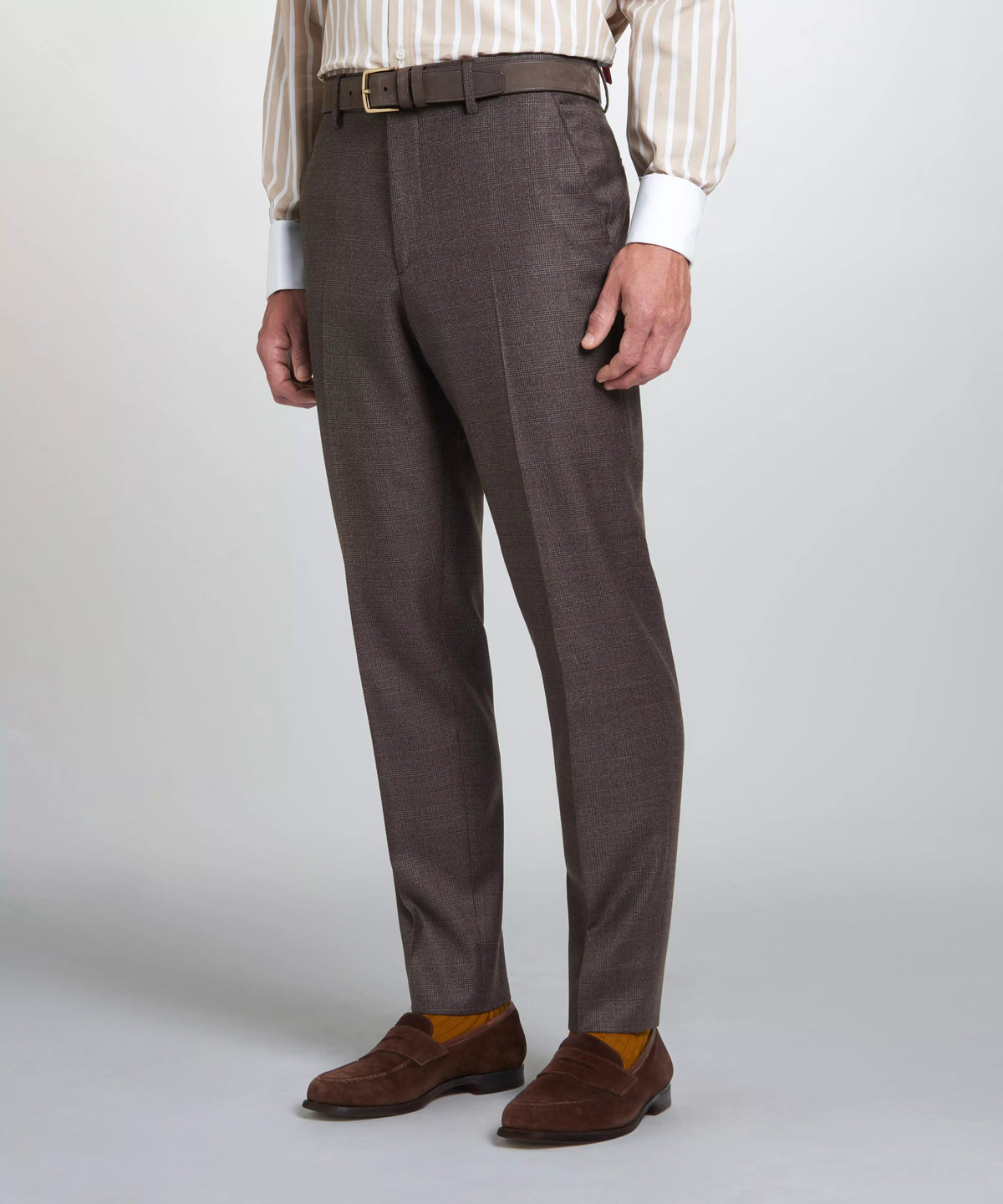 Brown & Neutral Tailored Fit Pow Flat Front Trouser