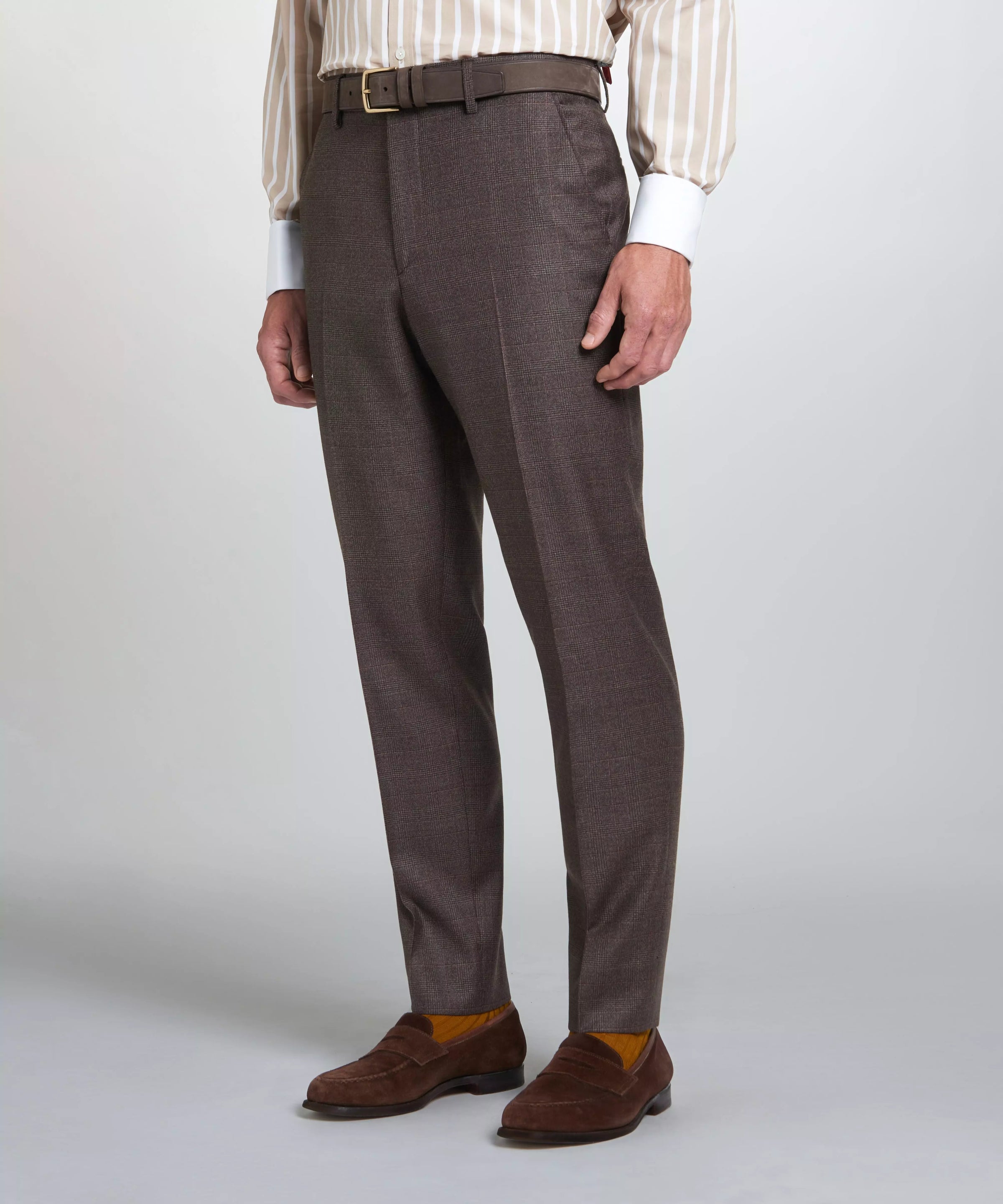 Brown & Neutral Tailored Fit Pow Flat Front Trouser