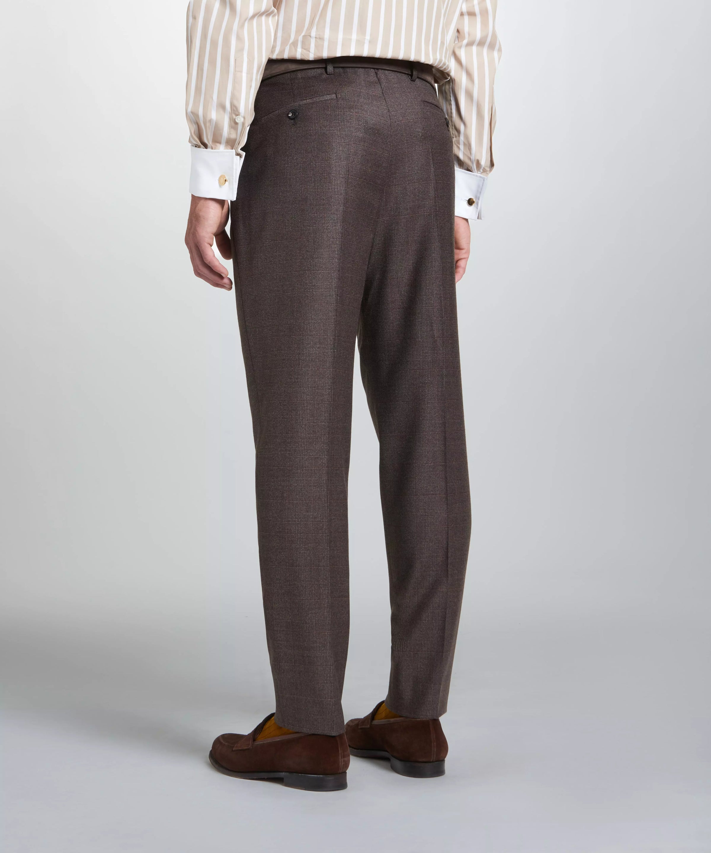 Brown & Neutral Tailored Fit Pow Flat Front Trouser