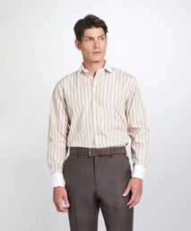 Brown & Neutral Tailored Fit Pow Flat Front Trouser