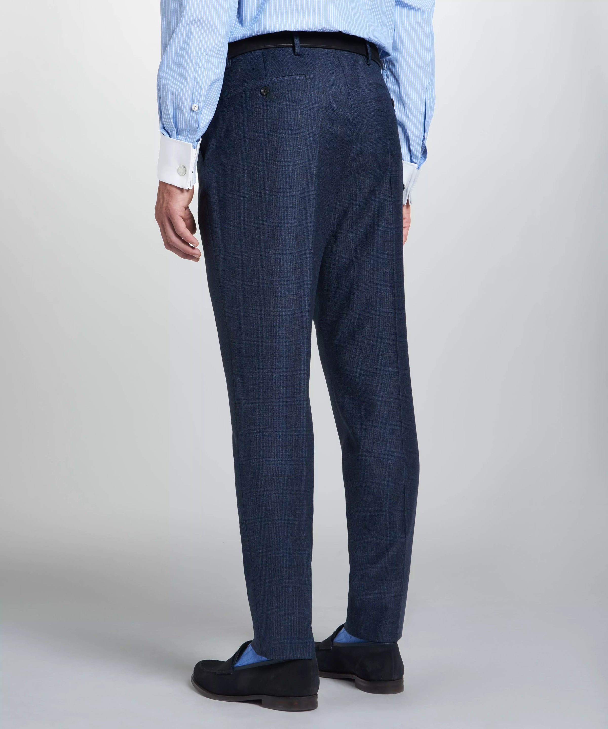 Navy & Neutral Tailored Fit Pow Flat Front Trouser