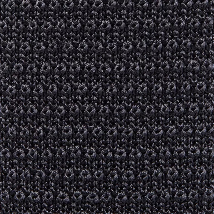 Graphite Plain Knitted Silk Tie Square Tip