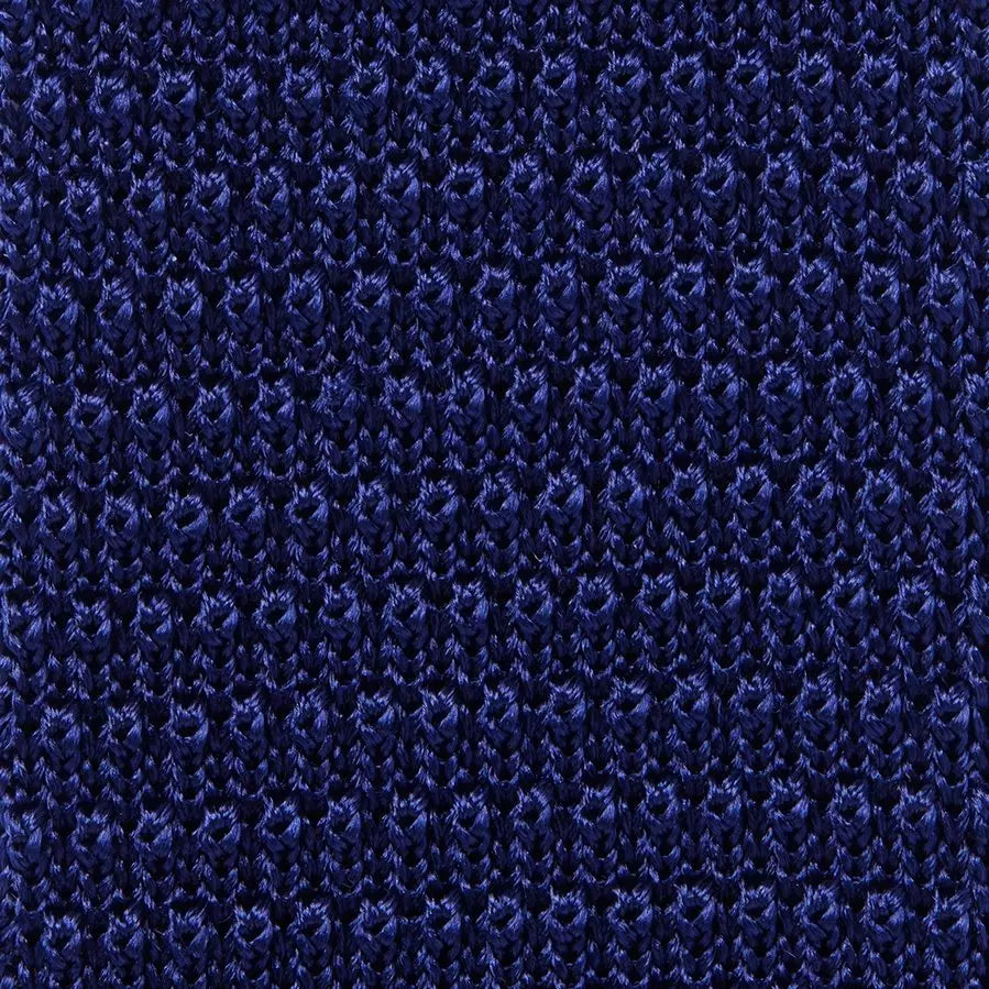 Navy Plain Knitted Silk Tie Square Tip