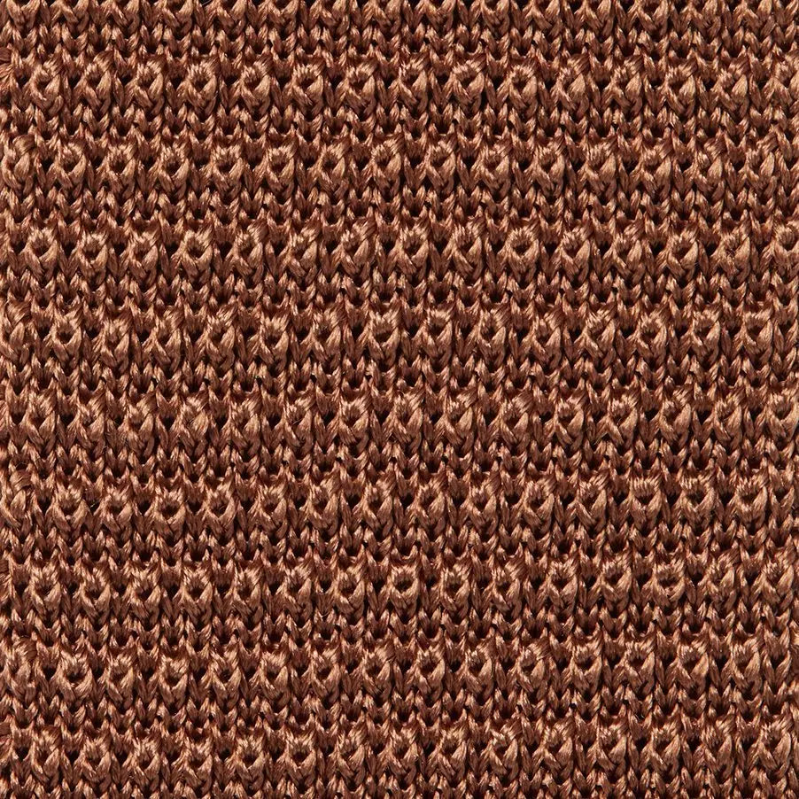 Neutral Plain Knitted Silk Tie Square Tip