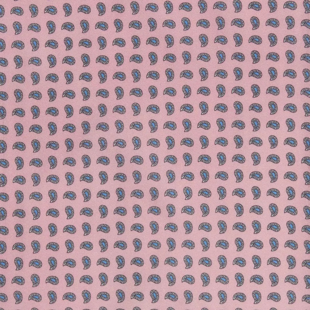 Pale Pink & Blue Small Paisley Motif Silk Printed Tie