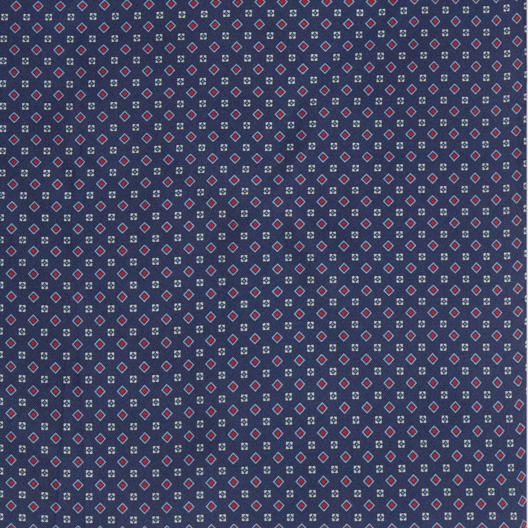 Blue & Red Small Biscuit Motif Silk Printed Tie