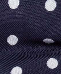 Navy Blue & White Polka Dot Silk Woven Tie